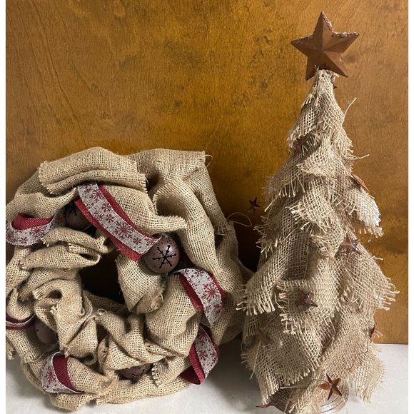 Burlap Christmas Tree Wreath 